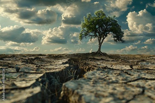 A parched, cracked earth surface illustrating the severe problem of soil drought and environmental impact.