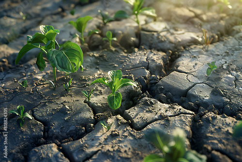 A parched, cracked earth surface illustrating the severe problem of soil drought and environmental impact.