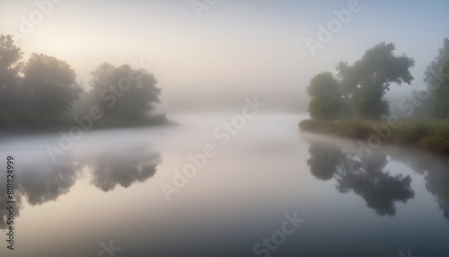 A misty morning on the river with fog hovering ju upscaled_8 photo