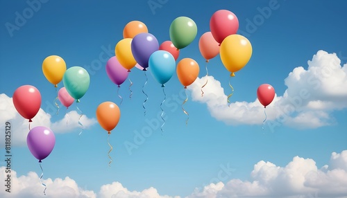 A whimsical background with colorful balloons floa photo