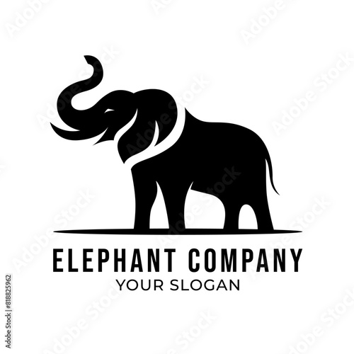 Elephant silhouette logo template isolated on white background
