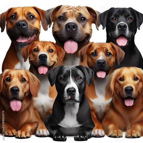 Many dogs posing for a photo image realistic attractive harmony image. © Bradley
