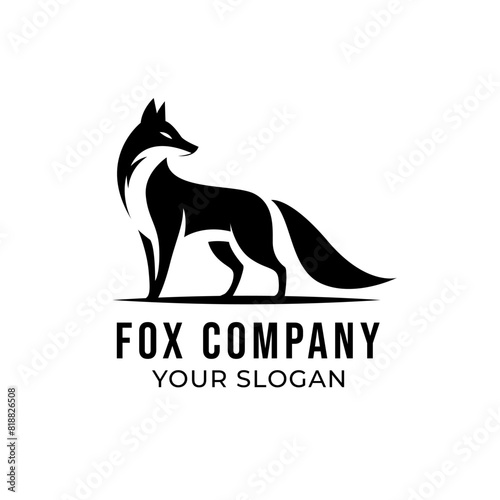 Fox silhouette logo template isolated on white background