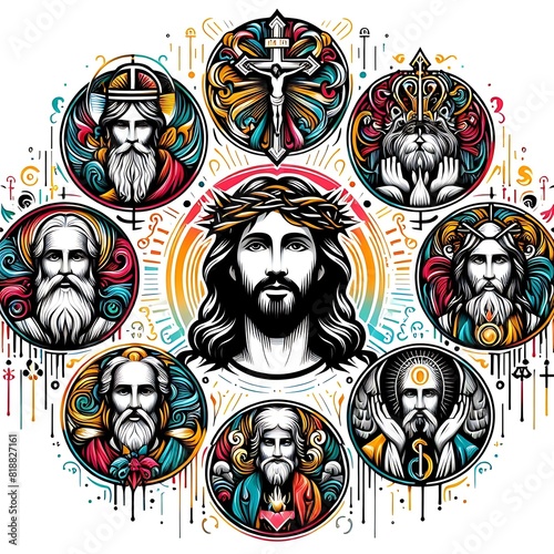 Many images of jesus christ image realistic has illustrative attractive card design.