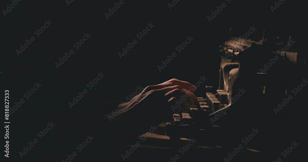 Typing on retro typewriter