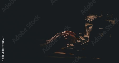 Typing on retro typewriter