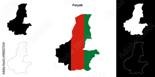 Faryab province outline map set photo
