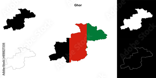 Ghor province outline map set photo