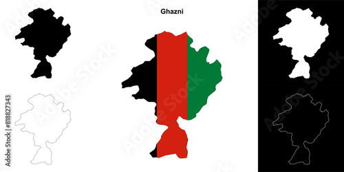 Ghazni province outline map set