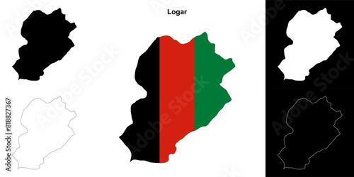 Logar province outline map set photo