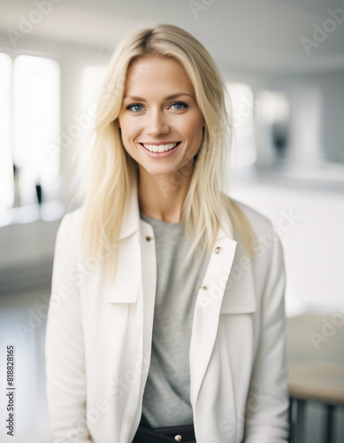 Free Download a young Swedish blonde and Caucasian woman with a sincere smile, isolated white background
 - GFXLoad