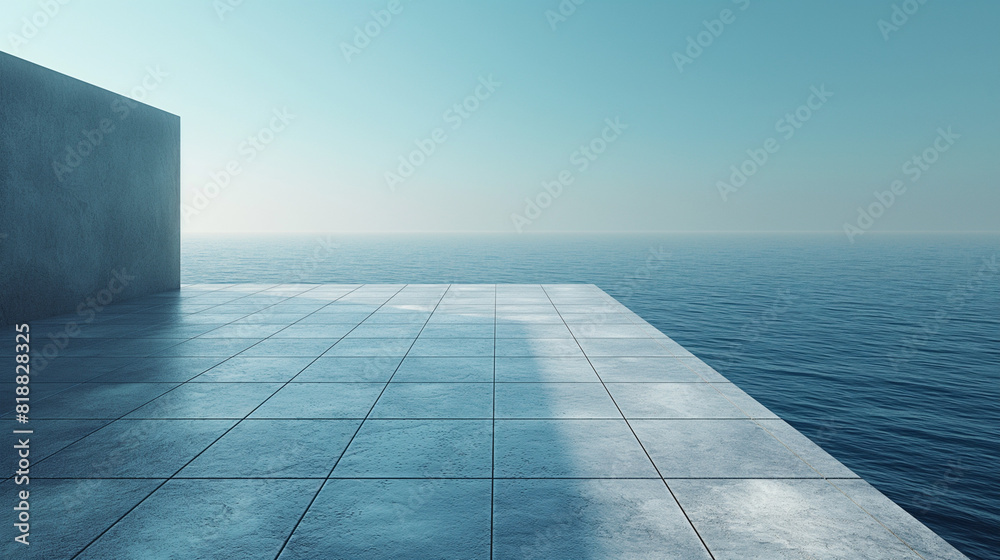 Grey Tile Floor on the Sea Coast Abstract Background