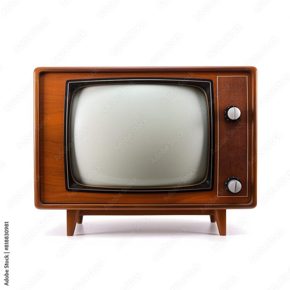 Old retro tv television with blank screen. Generative AI.