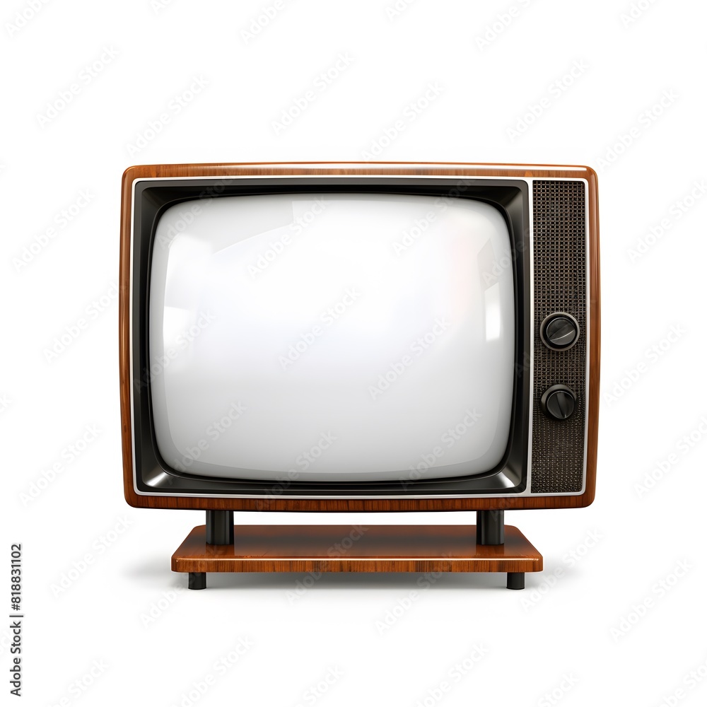 Old retro tv television with blank screen. Generative AI.