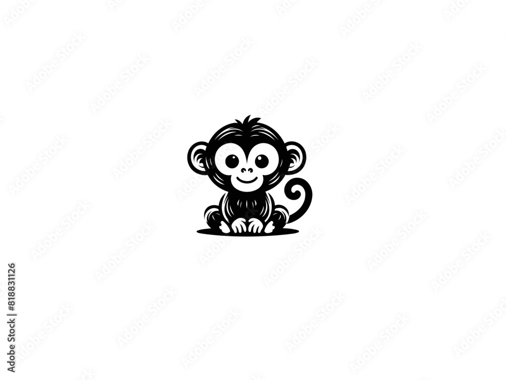 Playful Primate: Monkey Vector Illustration for Jungle Designs and Whimsical Art Playful Primate: Monkey Vector Illustration for Jungle Designs and Whimsical Art