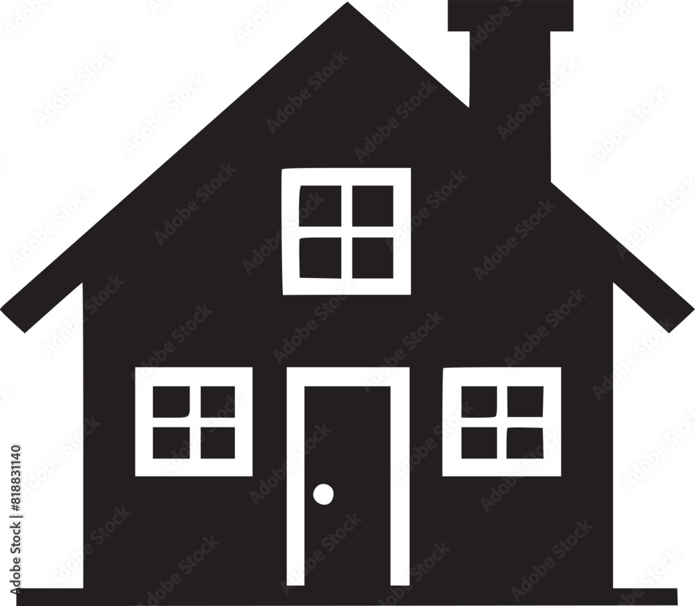 House silhouette. Silhouette of House in black and white colors. Hand Drawn House isolated on white House silhouette. Silhouette of House in black and white colors. Hand Drawn House isolated on white