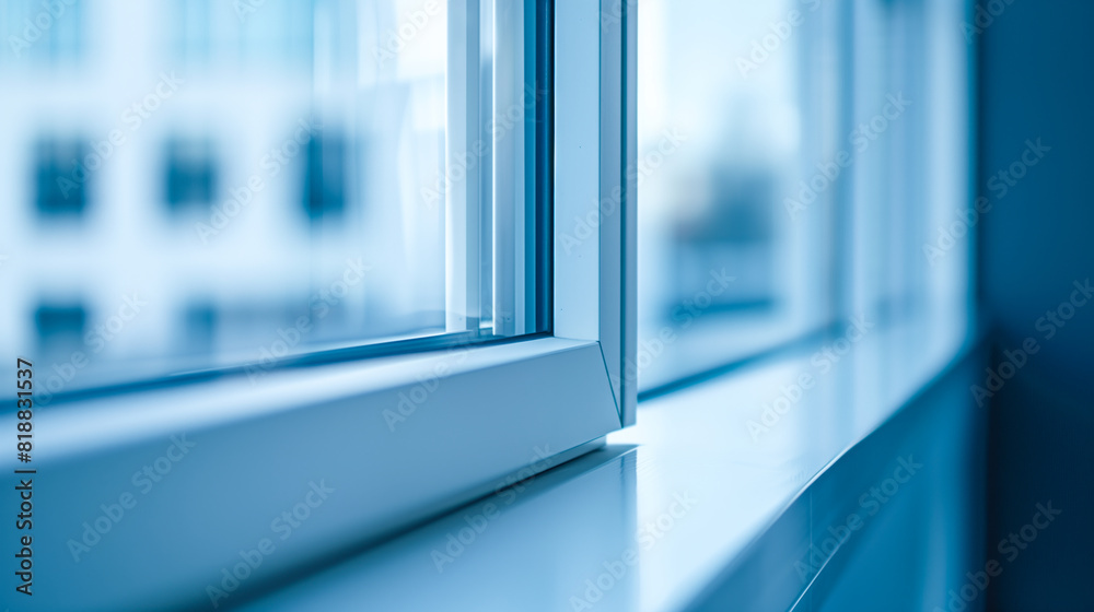 Detailed close-up shot of a modern aluminum window frame Detailed close-up shot of a modern aluminum window frame