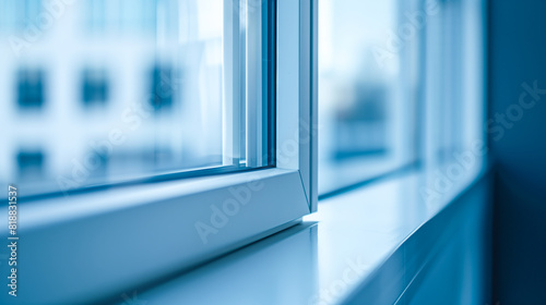Detailed close-up shot of a modern aluminum window frame