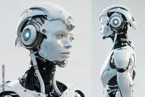 futuristic artificial intelligence robot characters 3d illustrations