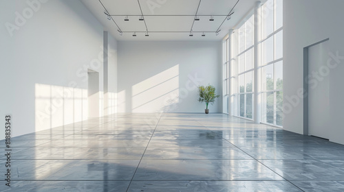 Spacious  light-filled empty showroom with high ceilings