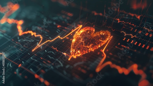 Visualization of stock movements resembling a heartbeat monitor  symbolizing the dynamic pulse of the market  captured with HD precision.