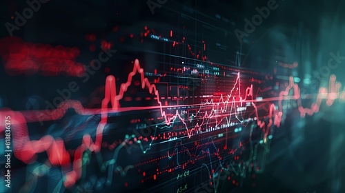 Visualization of stock market fluctuations resembling a heartbeat monitor, reflecting the dynamic pulse of the market, captured with HD precision.