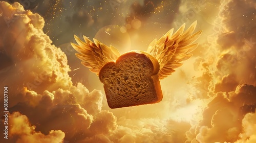 Divinely Inspired Bread Soaring Through Celestial Skies photo