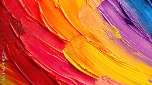 Bright acrylic paint strokes in a rainbow of colors showcasing artistic creativity and expression