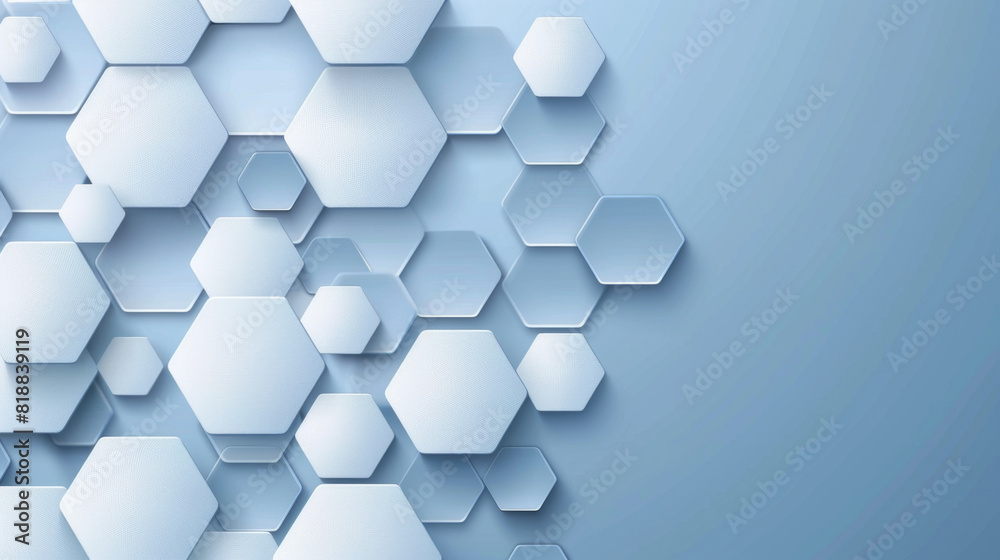 Calm, gentle hexagon medical background in bright white and blue tones. Calm, gentle hexagon medical background in bright white and blue tones.