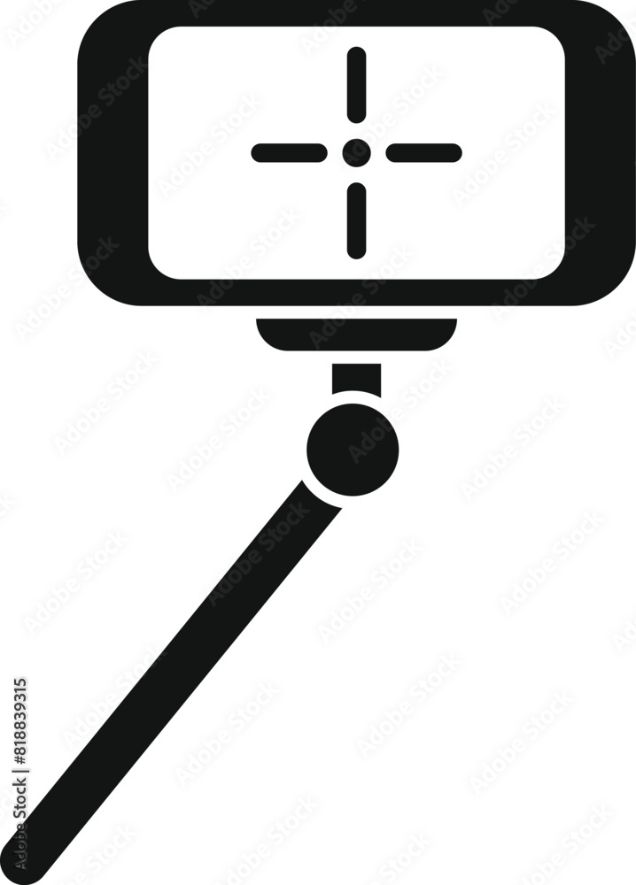 Minimalistic black icon of a selfie stick, isolated on a white background, suitable for web and print Minimalistic black icon of a selfie stick, isolated on a white background, suitable for web and print