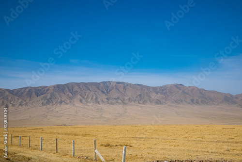 Shandan Military Horse Farm, Zhangye City, Gansu Province-roads and fields under the blue sky photo