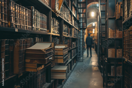 inside the vaults of historical libraries without people photo