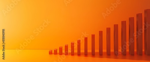 A minimalist side view of a simple bar graph in vibrant orange color  presenting data in a visually appealing manner  captured with HD resolution.