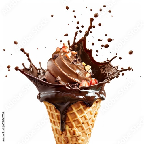 Ice cream cone with splashes isolated on transparent background Remove png  Clipping Path  pen tool
