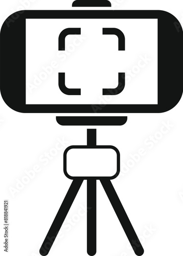 Smartphone tripod icon for stable shooting and recording in mobile photography and videography equipment. Essential accessory for content creation and vlogging gear