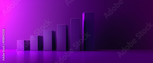 A minimalist side view of a simple bar graph in vivid purple color  providing a clear visualization of data  captured with HD precision.