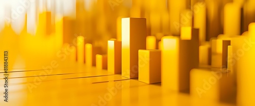 A minimalist side view of a simple bar graph in bright yellow color, providing a clear overview of data points, captured with HD precision.