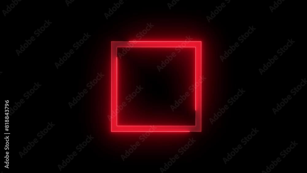Empty square checkbox icon glowing neon red color animation Empty square checkbox icon glowing neon red color animation