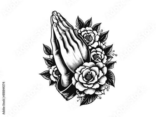 Spiritual Serenity: Praying Hands Vector Illustration for Reverent Designs and Faithful Art
