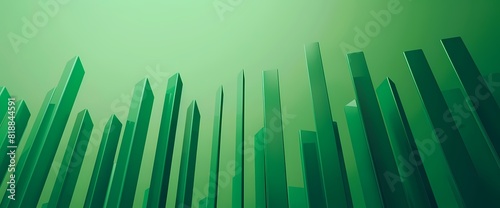 A minimalist side view of a simple bar graph in vibrant green color, providing a visually appealing representation of data, captured with HD resolution.