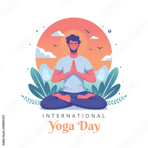 International yoga day I International Yoga Day poster illustration on white background 