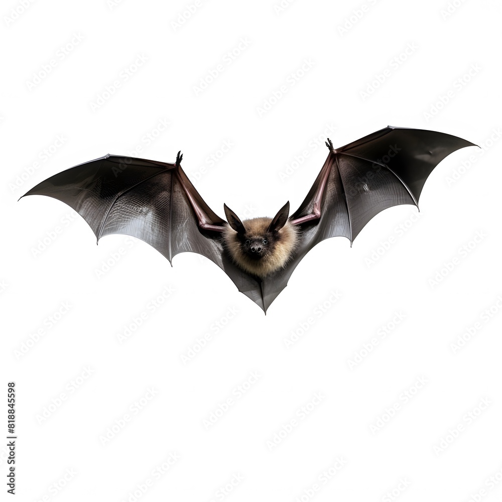 Fototapeta premium Bat in flight. Isolated on white background. Generative AI.