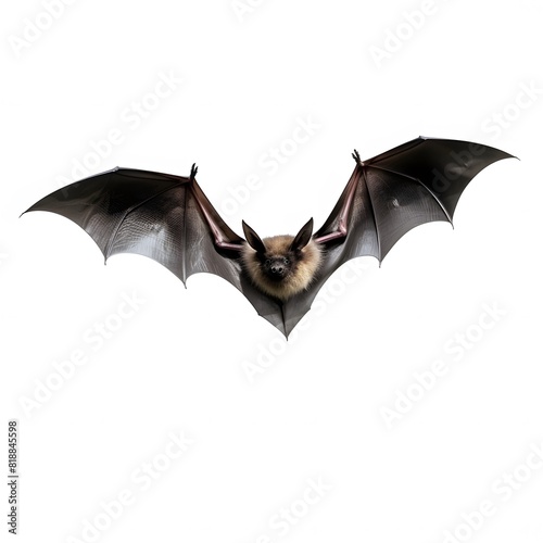 Bat in flight. Isolated on white background. Generative AI.
