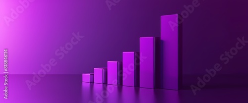 A minimalist side view of a simple bar graph in vivid purple color, providing a clear visualization of data, captured with HD precision.