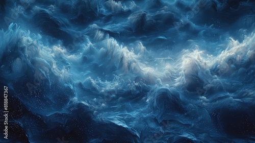 Title: Abstract Ocean Waves in Resplendent Shades of Blue photo