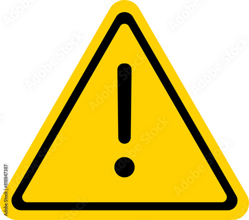 yellow warning triangle icon in png format. Warning sign with an exclamation point in a triangle. Road signs. photo