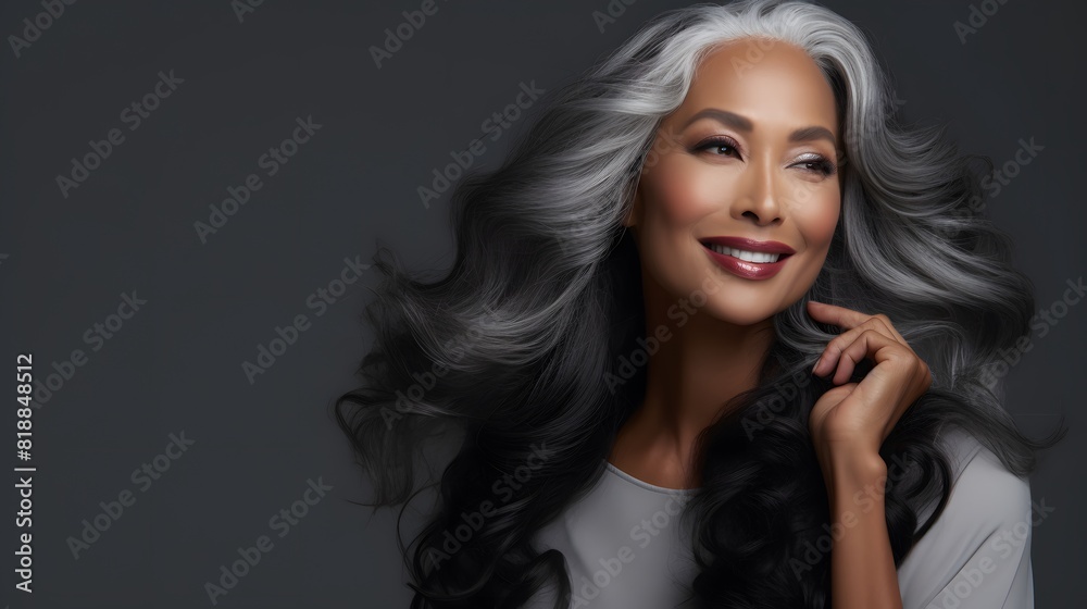 A beautiful black woman with long silver hair. Generative AI. A beautiful black woman with long silver hair. Generative AI.