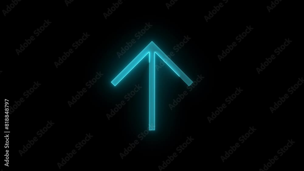 Up arrow icon glowing neon cyan color animation Up arrow icon glowing neon cyan color animation