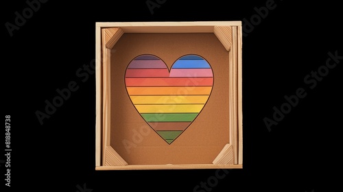 a cardboard heart with the colors of the rainbow