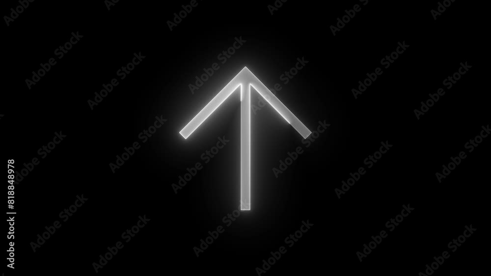 Up arrow icon glowing neon white color animation Up arrow icon glowing neon white color animation